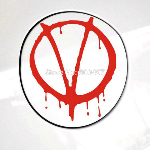 Newest Creative V Logo V For Vendetta Funny Warning Sticker Car Decoration Decals for Volkswagen BMW Benz Opel Peugeot Renault - webtekdev
