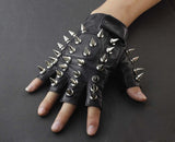 Men Punk Biker Driving Motorcycle Hedgehog Spike Leather Fingerless Gloves - webtekdev