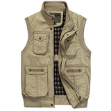 LONMMY 6XL 7XL Sleeveless jacket men vest 100% cotton Military style vests for men streetwear Outerwear army green Khaki New - webtekdev