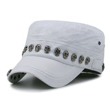 Hip Hop Skull Flat Hats Punk Rivet Ring Men Army Hat Cool Woman Casual Baseball Cap Brand Fitted Hats 2018 New Year'S Gift - webtekdev