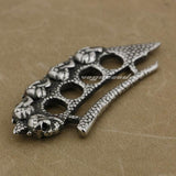 316L Stainless Steel Skulls Knuckle Duster Pendant Mens Biker Style AJ05 Steel Necklace 24inch - webtekdev