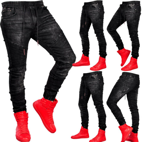 Pants for Men Stretch Denim Pant Distressed Ripped Slim Fit Printed Jeans Baggy Pencil Pants Trousers Denim Skinny Frayed Slim - webtekdev