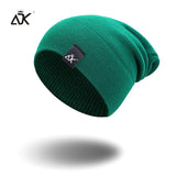 Cotton Blends Hip Hop Beanies For Girl Winter Cap Label Knitted Hat Female Unisex Solid Color Bonnet Casual Slouchy Skullies - webtekdev
