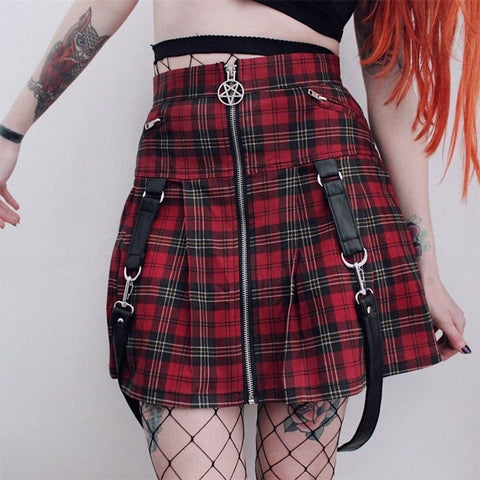 Rosetic Women Skirts Summer Black Punk Rock Gothic Sexy Chic  A Line High Waist Plain - webtekdev