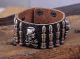G563 Black Rock Army Bullet Studded Men's Single Wrap Leather Bracelet Wristband Wide Cuff New (G563 Black) - webtekdev