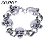 ZOSHI 316L Stainless steel Cool Men's Steel High Quality Biker Man Skull charms Bracelet Chain Factory Price Bracelets & Bangles - webtekdev