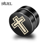 SMJEL Rock Strong Magnet Magnetic Health Care Ear Stud Non Piercing Earrings Skull David Star Tai Chi Earings Jewelry Mens Women - webtekdev