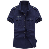MANLI Plus Size M-6XL 2018 Men Summer Outdoor Short Sleeve Shirt Man 100% Pure Cotton Afs Jeep Khaki Shirts Army Green Clothing - webtekdev