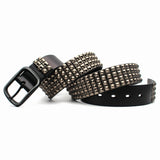 Genuine Leather 4-Row Studded Belt - webtekdev