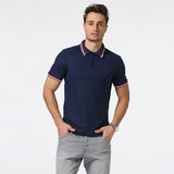 Men stitching embroidery printed Polo shirt men's Polo shirts with short sleeves of leisure fitness man - webtekdev