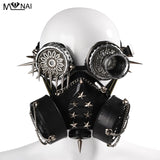 Steampunk Gothic Vintage Spikes Gas Mask Goggles Cosplay Props Halloween Costume Rivet Masks with Glasses Accessories Men/Women - webtekdev