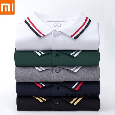 Xiaomi 90 points classic Fashion lapel for shirt Cool and silky Patchwork rib Men Short Sleeve High Quantity Polo male - webtekdev