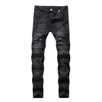 New Mens Ripped Jeans Cotton Black Slim Skinny Motorcycle Jeans Men Vintage Distressed Denim Jeans Hiphop Pants Dropshipping - webtekdev