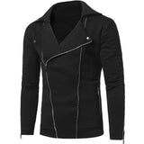 Men's Punk Zippers Jacket Tops 2019 Double Oblique Slim Casual Gothic Motor Jacket Unique Biker Cool Thicken Warm Coats Clothes - webtekdev