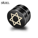 SMJEL Rock Strong Magnet Magnetic Health Care Ear Stud Non Piercing Earrings Skull David Star Tai Chi Earings Jewelry Mens Women - webtekdev