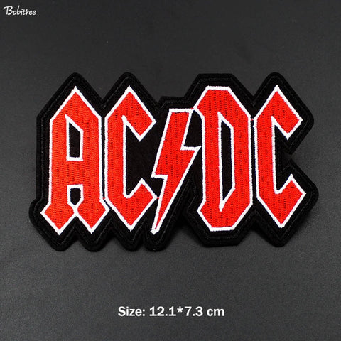 Fashion Red ACDC Ironing Badges Patches Rock Music Stickers Embroidery Applique For Jacket Jeans DIY Patchwork - webtekdev
