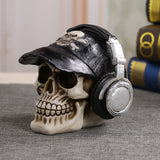 MRZOOT Resin Craft Statues For Decoration Skull Wearing Headphones Music Bar Decoration Creative Skull - webtekdev