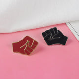 QIHE JEWELRY Raised fist pins Black red power of unity brooches Solidarity symbol jewelry for men women - webtekdev