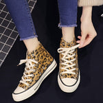 SJJH Women Canvas Leopard Sneakers High Low Top Comfortable Shoes Vulcanize Flats Casual Chaussure Lace-up Ladies Footwear D004 - webtekdev