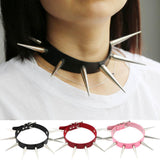 Sexy Punk Big Spiked Rivets Rock Gothic Chokers Women Leather Silver Spike Rivet Stud Collar Choker Necklace Statement Jewelry - webtekdev