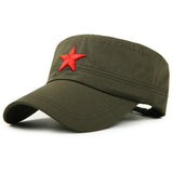 NEW Cotton Military cap for Men women red star Embroidery sailor vintage Hat men's flat camouflage leisure summer captain cap - webtekdev