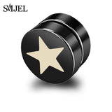 SMJEL Rock Strong Magnet Magnetic Health Care Ear Stud Non Piercing Earrings Skull David Star Tai Chi Earings Jewelry Mens Women - webtekdev