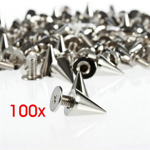 100pcs/set 9.5mm Silver Cone Studs and Spikes - webtekdev