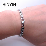 Men Women Stainless Steel Bracelet 6/8/12 mm 8 Inches Curb Chain Vintage Jewelry Punk Fan Factory Offer - webtekdev