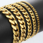 Bracelet for Men Women Curb Cuban Link Chain Stainless Steel Mens Womens Bracelets Chains Davieslee Jewelry for Men DLKBM05 - webtekdev