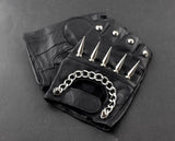 Mens Rivet Spike Punk Rocker Driving Motorcycle Biker Leather Fingerless Gloves - webtekdev