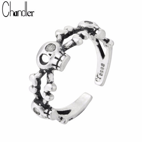 Chandler Antique Gothic Men's Ring Skull Biker Male Rings For Women Personalized Punk  Open Retro Nail Jewel Wedding Band - webtekdev