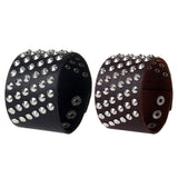 Unisex Gothic Rock 6 Rows Metal Stud Spikes Rivet PU Leather Wide Wristband Bangle - webtekdev