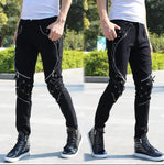 2020 New Arrival Spring Fashion Mens Punk Skinny Pants For Man Cool Cotton Casual Pants Zipper Slim Fit Black Goth Trousers 26 - webtekdev