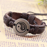 Hand Made Braided Charm Bracelet Bangles Tai Chi Ying Yang Wristband Cuff Leather Bracelet For Men Women pulsera hombre YLL (A) - webtekdev