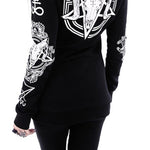 5XL Gothic Punk Print Hoodies Sweatshirts Women Long Sleeve Black Jacket Zipper Coat Autumn Winter Female Casual Hooded Tops - webtekdev