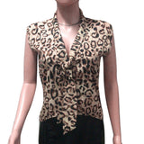 2019 Sexy Leopard Print Tie Front Camis Blouse Top Summer Fashion Sleeveless Tee Tops Women's Shirt Tank Sexy Vest Female Blusas - webtekdev