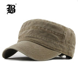 [FLB] 2019 Classic Vintage Flat Top Mens Washed Caps And Hat Adjustable Fitted Thicker Cap Winter Warm Military Hats For MenF314 - webtekdev