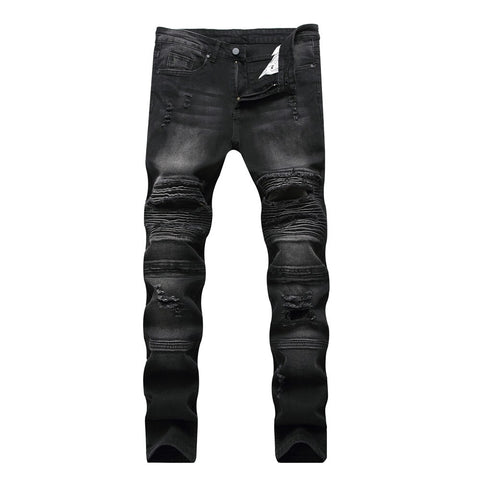 High Quality Causal Mens Skinny Jeans Distressed Ripped Hole Biker Denim Slim Fit Kenn Camouflage Hip Hop Punk Men Jeans - webtekdev