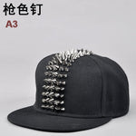 Wholesale Male Spike Studs Rivet Baseball Caps Men Hiphop Punk Rock Flat Snapback Hats - webtekdev