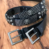 Genuine Leather Metal Punk Studded Belt - webtekdev