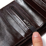Genuine Leather Wallet Men New Brand Purses for men Black Brown Bifold Wallet Zipper Coin Purse Wallets With Gift Box - webtekdev