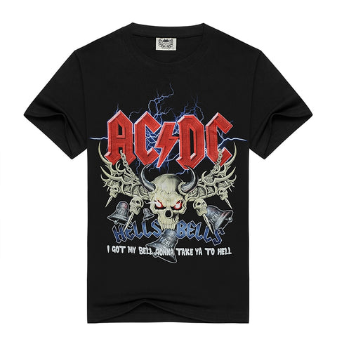 Novelty Design T Shirt Men 3d AC DC Bell Skull Chain acdc I Got My Bell Gonna Take Ya To Hell Casual Brand Clothing Men t shirt - webtekdev