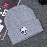 Hot Sale Embroidery Alien Hat Winter Men And Women Cuff Hats Soft Solid Beanies Hip Hop Unisex Warm Knitted Caps Gorros De Lana - webtekdev