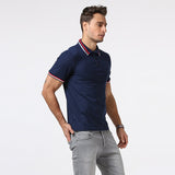 Men stitching embroidery printed Polo shirt men's Polo shirts with short sleeves of leisure fitness man - webtekdev