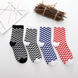 Korea Funky Harajuku Trend Women Checkerboard Socks Geometric Checkered Socks Men Hip Hop Cotton Unisex Streetwear Novelty Socks - webtekdev