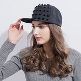 Unisex Punk Hedgehog Hat Personality Jazz Snapback Spike Studded Rivet Spiky Baseball Cap for Hip Hop Rock Dance Bons Dad hats - webtekdev