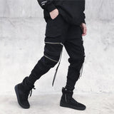 New Hip Hop Streetwear Joggers Men Black Zipper Ribbons Harem Pants Cotton Casual Slim Street Style Ankle Length Sweatpants Men - webtekdev