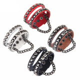 ROYALBEIER Multilayer Leather Rivet Stud Wrap Wristband Cuff Punk Crystal Rhinestone Bracelet Bangle Style Bracelets&Bangles - webtekdev