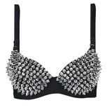Sexy Bras Women Party  2017 New All-over Spike Rivet Metallic Punk Dance push up  Bra Nightclub Brutal bralette encaje#Z20 - webtekdev