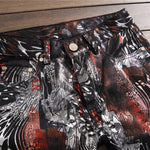 Sokotoo Men's fashion slim 3D print shinny coated pants Casual painted long trousers - webtekdev